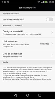 Pulsa Configurar zona Wi-Fi.Introduce el nombre deseado de la conexión wifi.