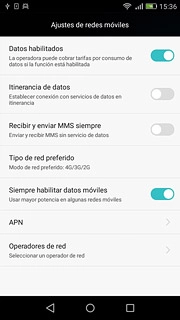 Pulsa Datos habilitados para activar o desactivar la función.