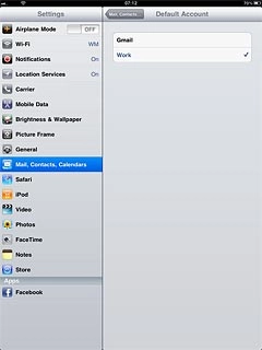 When the box next to an email account is ticked (V), the account is set as the default account.