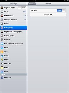 Press the indicator next to SIM PIN.
