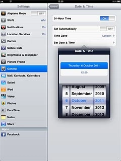 Drag the wheels to set the date.