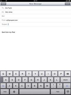 Press Subject and key in a subject for the email message.