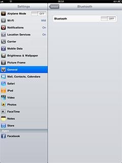 Press the indicator next to Bluetooth to turn on the function.