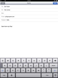 Press the text input field and write the required text.