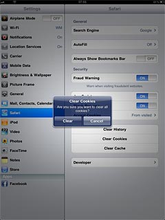 Press Clear to confirm.