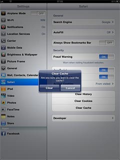 Press Clear to confirm.