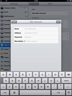 Press Description and key in a name for your email account (such as 