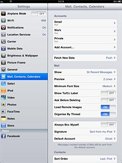 Press the name of the email account you've just set up.