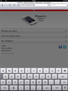 Key in http://www.gmail.com and press Go.