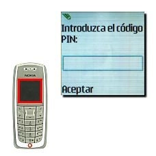 La pantalla muestra ahora Introduzca el código PIN:. Introduzca su código PIN y pulse Aceptar.