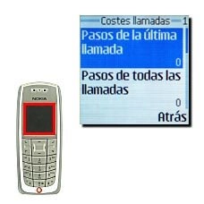 Elija Pasos de la última llamada o Pasos de todas las llamadas.El precio de la categoría seleccionada aparece en la pantalla.