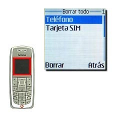 Elija Teléfono o Tarjeta SIM y pulse Borrar.