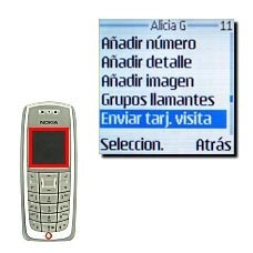 Vaya a Enviar tarj. visita y pulse Seleccion..