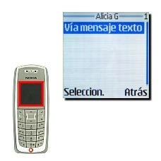 Elija Vía mensaje texto y pulse Seleccion..