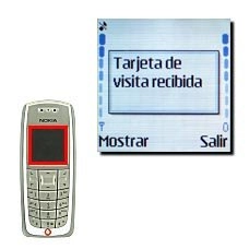 La pantalla muestra: Tarjeta de visita recibida.