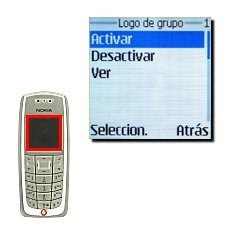 Si desea activar o desactivar el logotipo de grupo:Elija Activar o Desactivar y pulse Seleccion..