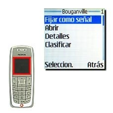 Elija Fijar como señal y pulse Seleccion..Se ha seleccionado el timbre de llamada.Espere un par de segundos para escuchar la melodía.
