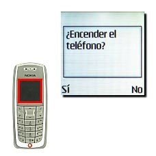 Si el teléfono estuviera apagado en el momento en el que suena la alarma, la pantalla mostrará a continuación ¿Encender el teléfono?