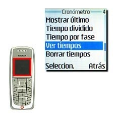 Vaya a Ver tiempos y pulse Seleccion..En la pantalla aparece una lista de todos los tiempos guardados.