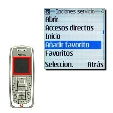 Vaya a Añadir favorito y pulse Seleccion..La pantalla confirma que se ha guardado el favorito.