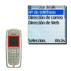 Elija Nº de teléfono, Dirección de correo o Dirección de Web y pulse Seleccion..