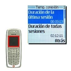 Elija Duración de la última sesión o Duración de todas sesionesLa duración de la categoría seleccionada aparece en la pantalla.