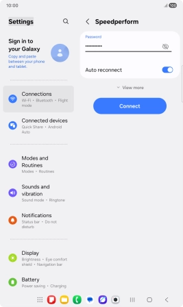 Key in the password for the Wi-Fi network and press Connect.