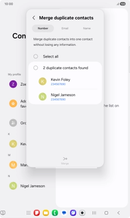 Press the field above the required number.