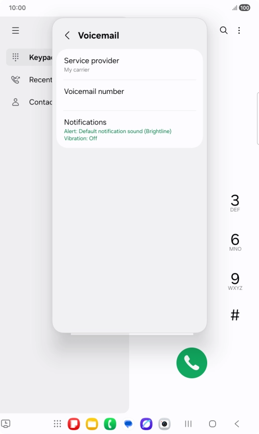 Press Voicemail number.