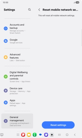 Press Reset settings.