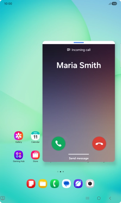 Press and drag the accept call icon right.