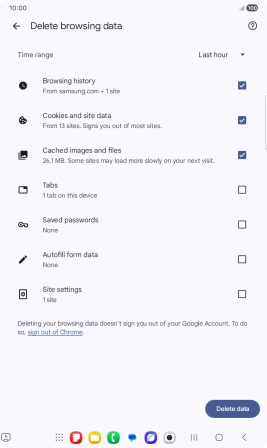 Press the fields next to the required data types.