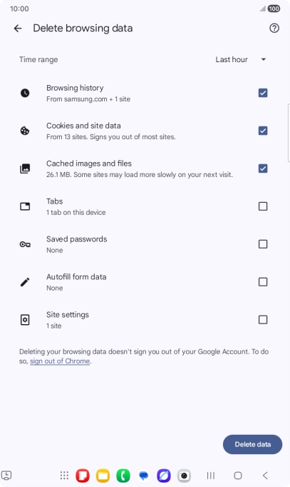 Press the fields next to the required data types.