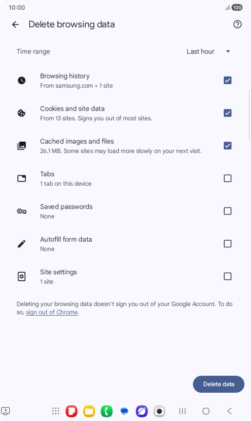 Press the fields next to the required data types.