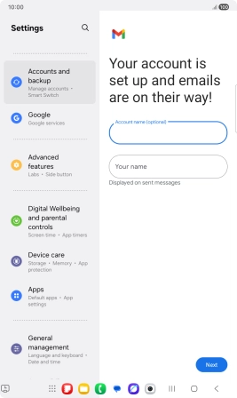 Press Your name and key in the required sender name.