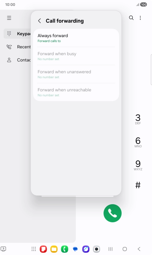 Press the required divert type.