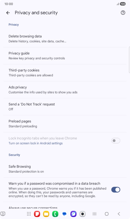 Press Delete browsing data.