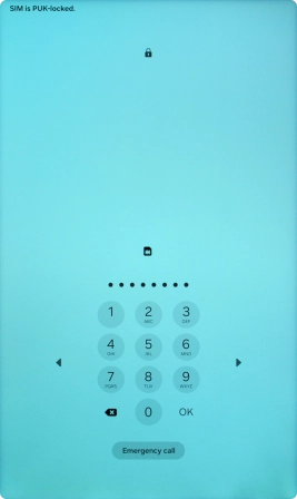 Key in the PUK and press OK.