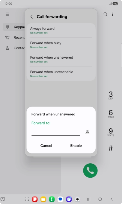 Key in +447836121121 and press Enable.