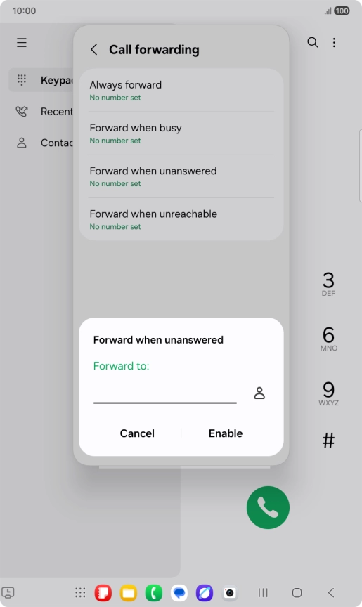 Key in +447836121121 and press Enable.