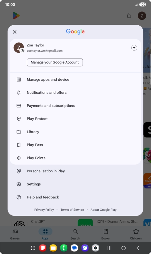 Press Manage apps and device.