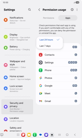 Press the required setting.