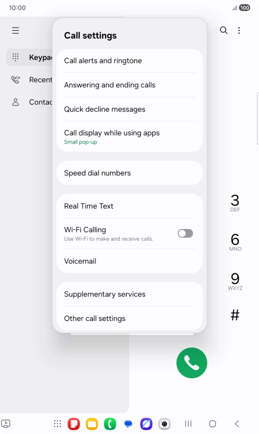 Press Supplementary services.