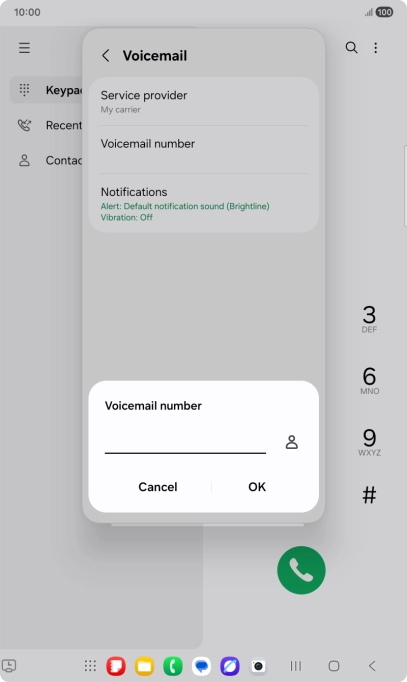 Key in +447836121121 and press OK.