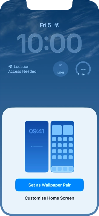 To use the same colour theme on the home screen, press Set as Wallpaper Pair.