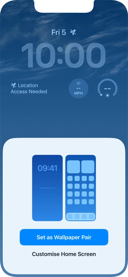 To use the same colour theme on the home screen, press Set as Wallpaper Pair.