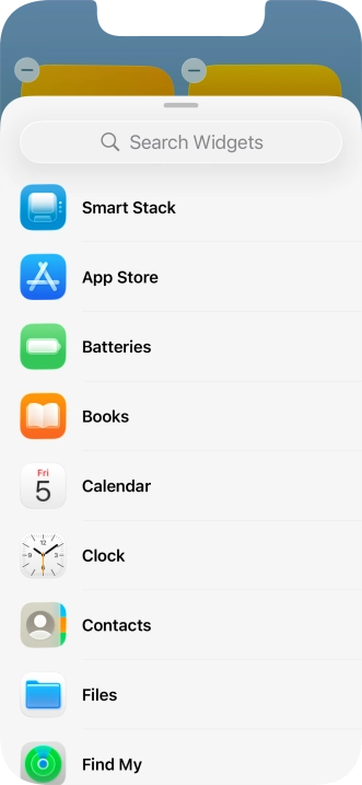 Press the required widget.