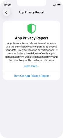 Press Turn On App Privacy Report to turn on the function.