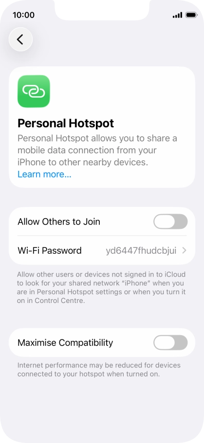 Press Wi-Fi Password and key in the required password.