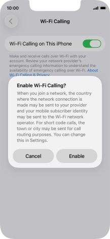 If you turn on the function, press Enable.